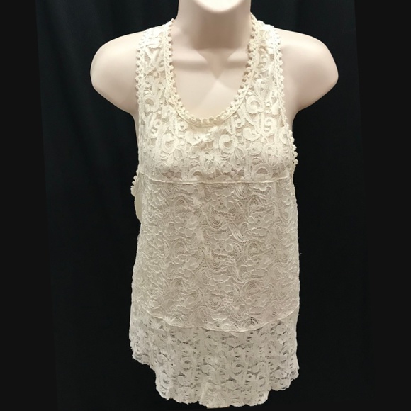 American Eagle Outfitters Tops - American Eagle Size XS Ivory Tank Lace Cami Solid